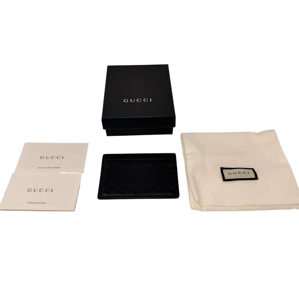 Gucci Micro GG Guccissima Black Leather Card Holder Wallet Mens Auth Box - Picture 8 of 16